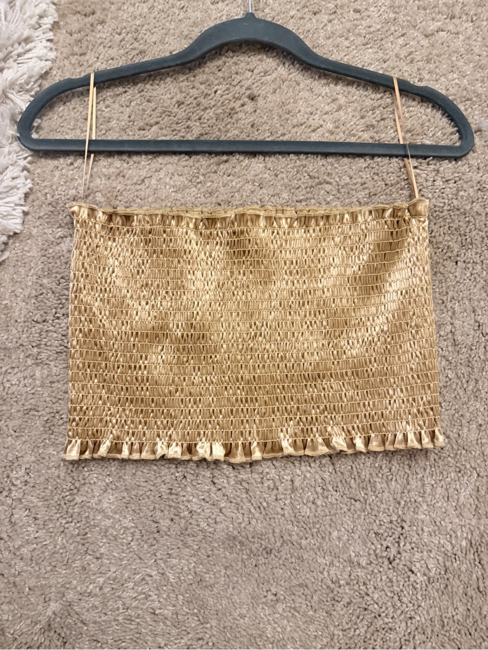 Cotton Candy LA - Women’s Gold Smocked Tube Top with Ruffle Trim - (M)